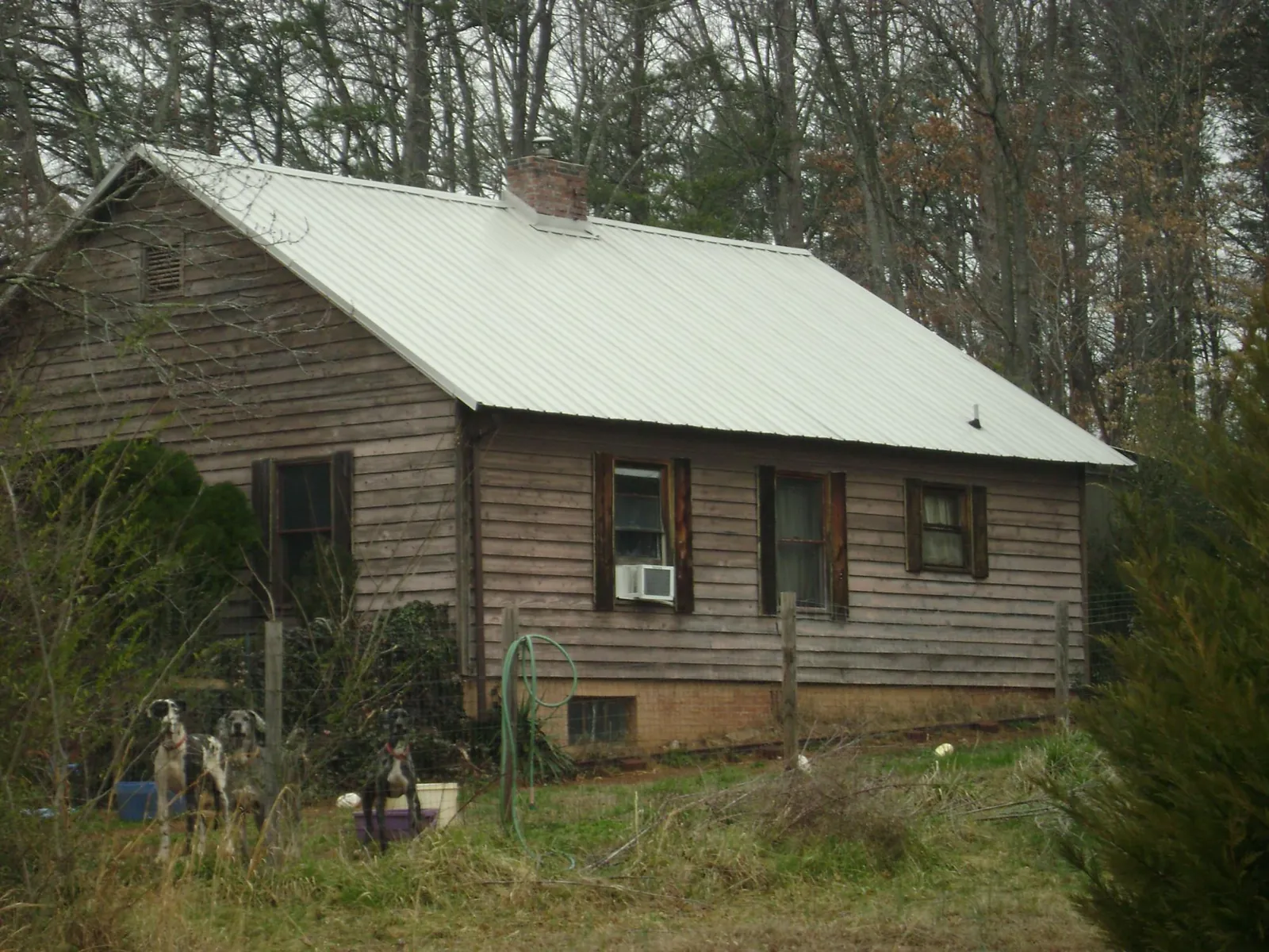 White metal roof on an old wood sided farmhouse, from a Asphalt Shingle Roof Repair job in Novelty